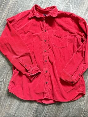 VTG J crew red corduroy button down long sleeve collared shirt
